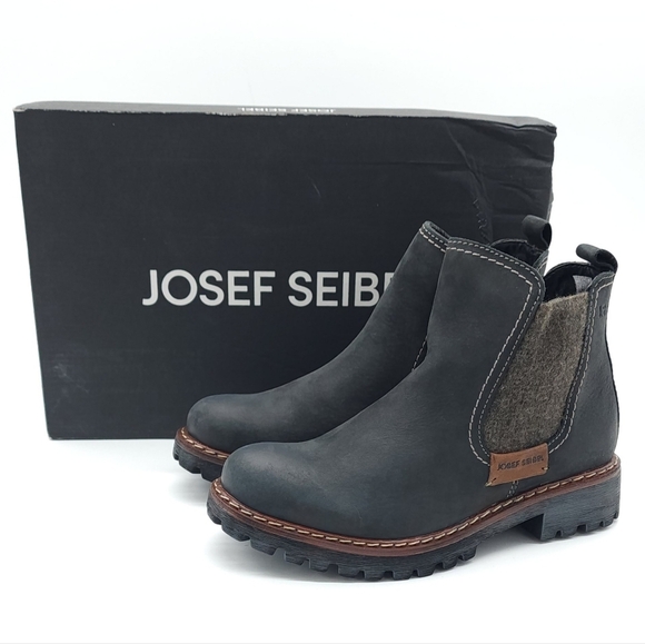 Josef Seibel Marta 03 Black Leather Bootie Women's Size 36 US  5-5.5 - Picture 1 of 9